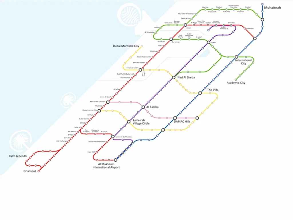 Dubai Metro map (Credit: Wikimedia Commons, author: RITGVS)